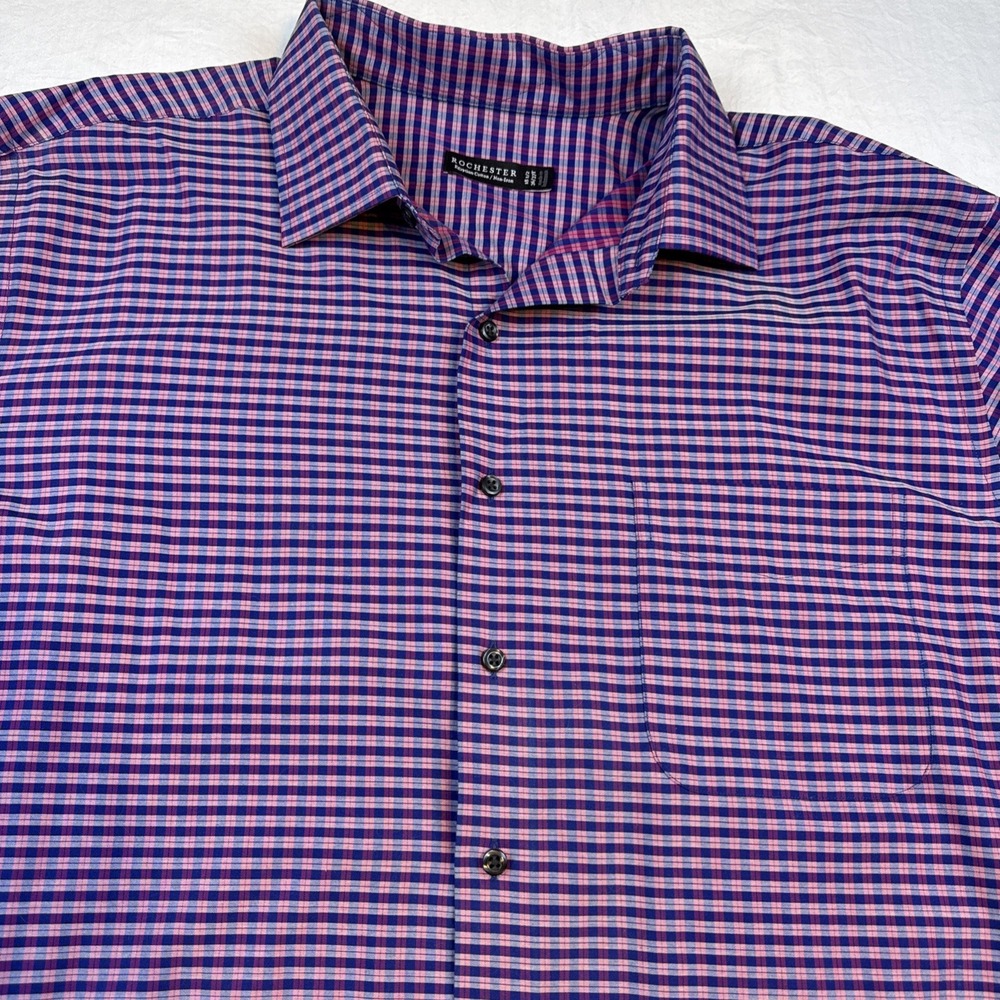 ROCHESTER Men's Egyptian Cotton Non Iron Button up Shirt 18 1/2 36 37T Purple Bl
